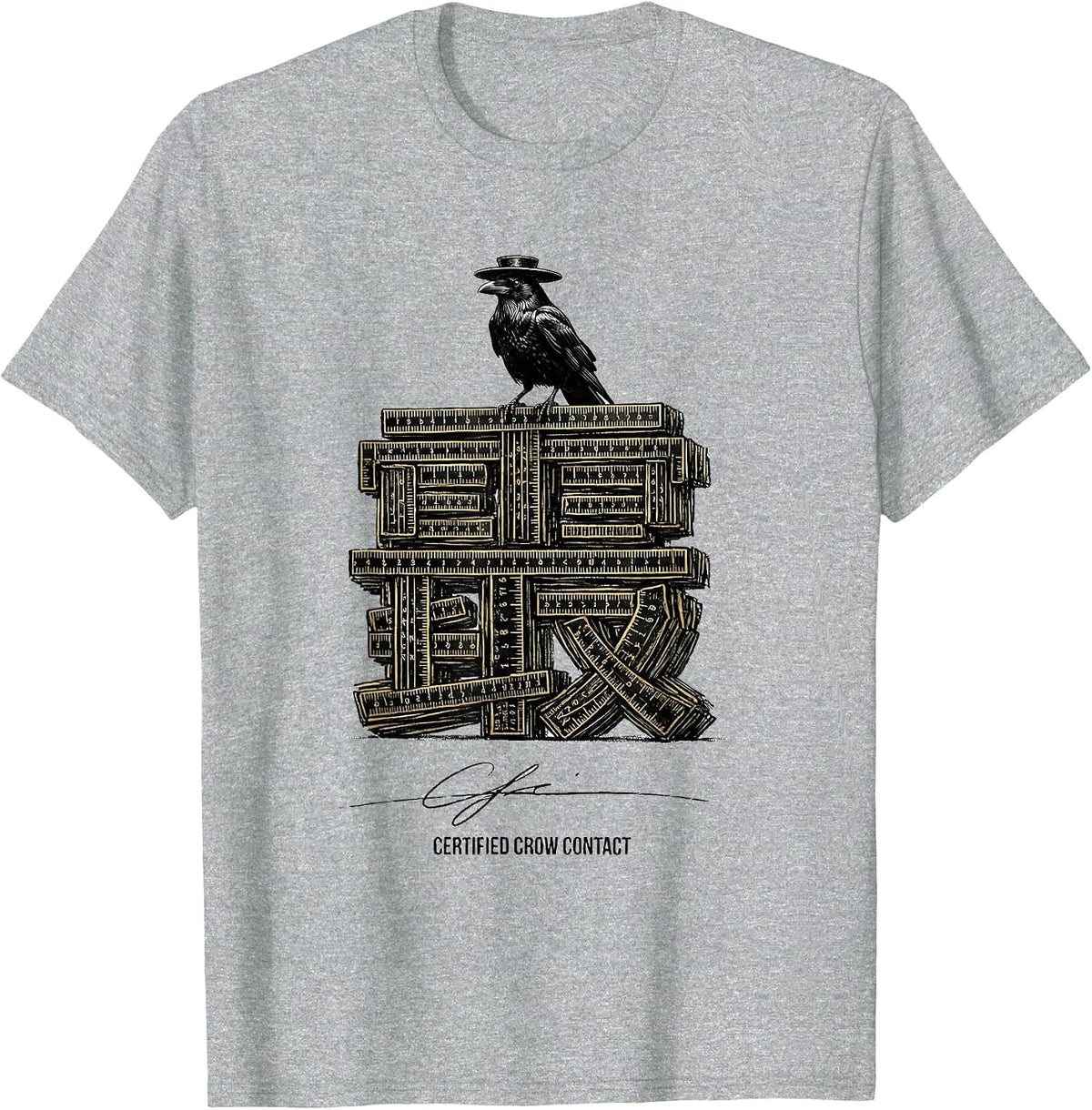 Men's Certified Crow Contact Gothic Crow Humor Raven Enthusiast T-Shirt - Heather Grey