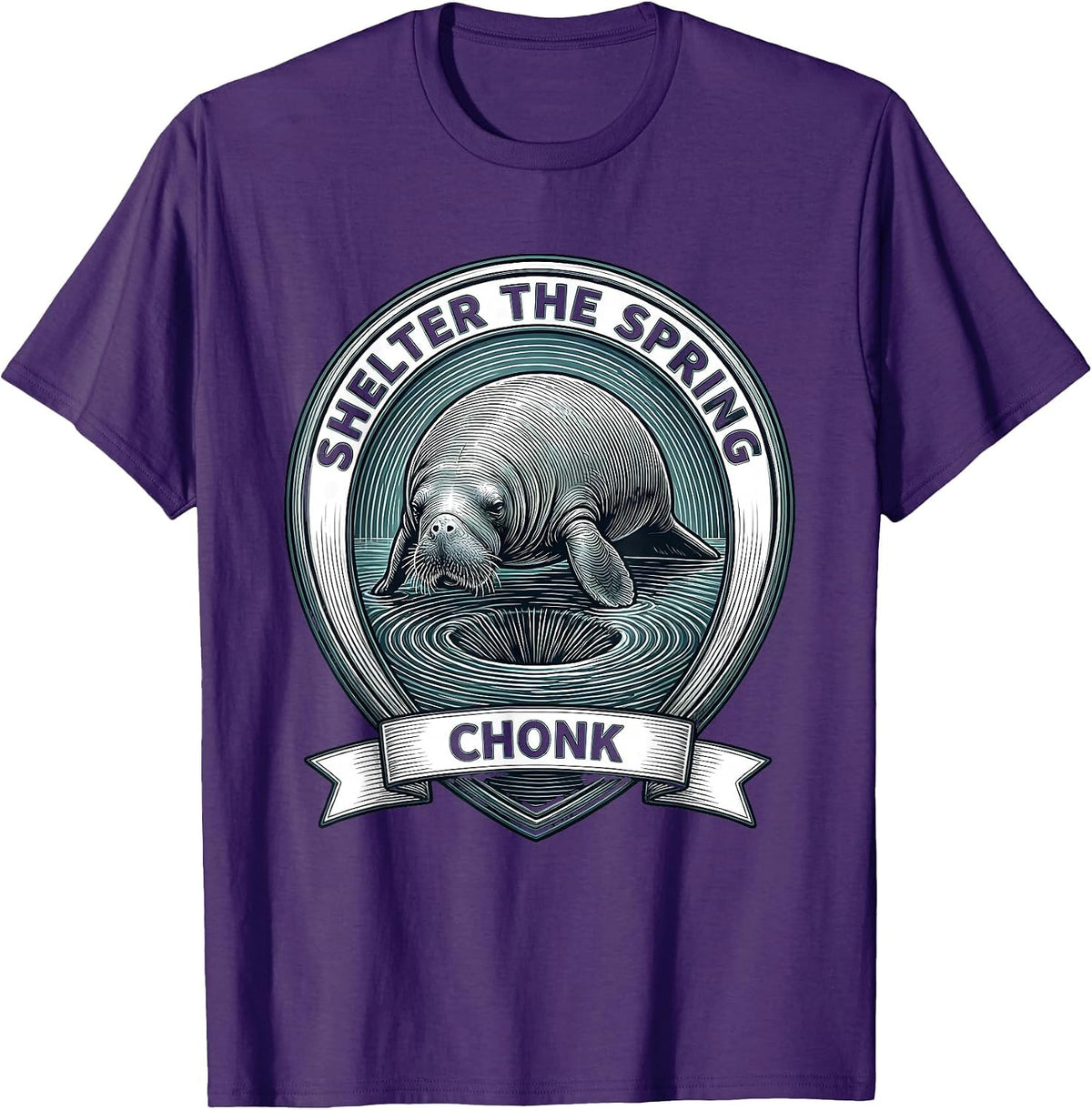 Men's Shelter The Spring Chonk Funny Manatee Wildlife Lover Gift T-Shirt - Purple