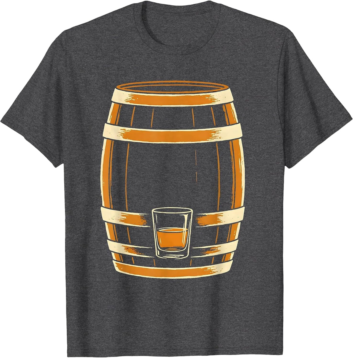 Bourbon Barrel Whiskey Lover Deadpan Humor T-Shirt - Dark Heather Grey