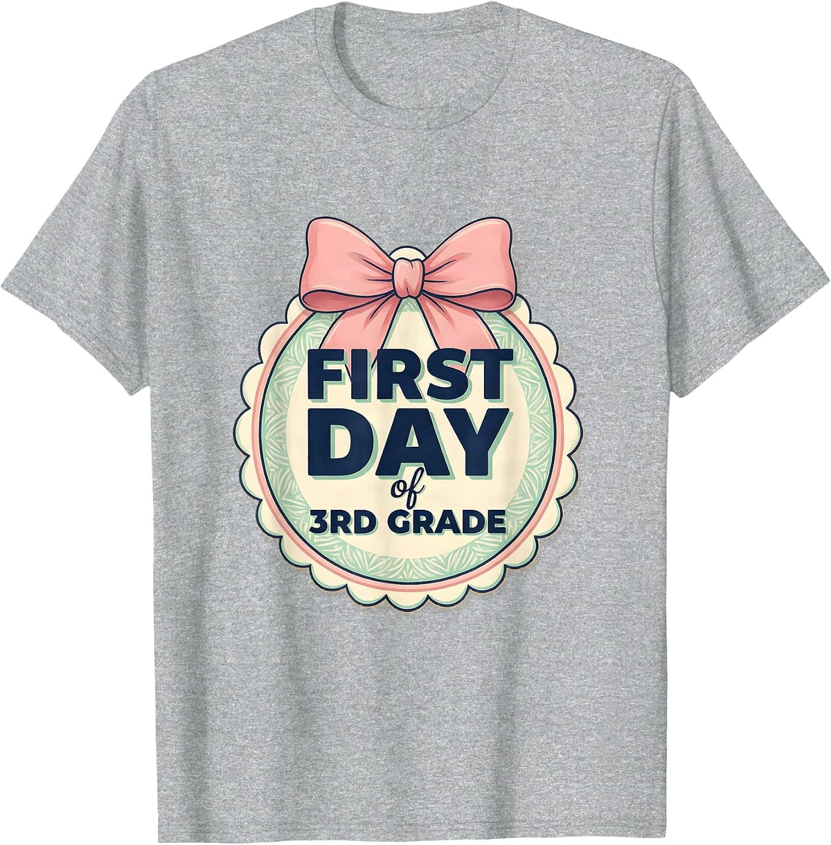 Men's First Day Of 3rd Grade Coquette Bow Back To School Girl T-Shirt - Heather Grey