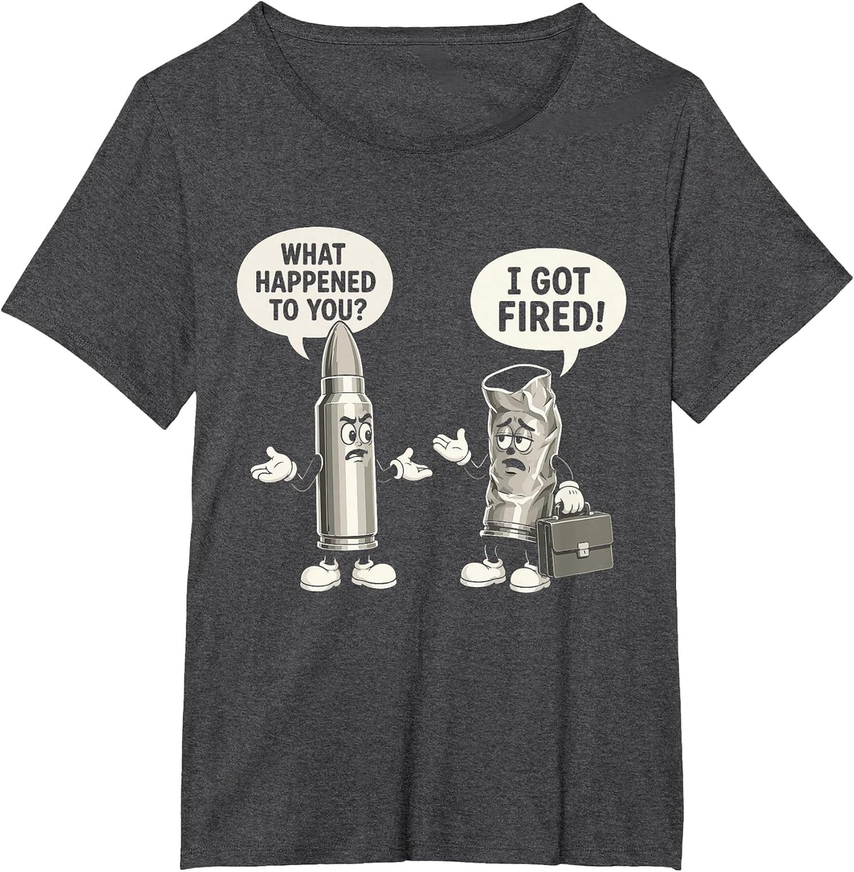 Funny Bullet Gun Lover Shooting Humor Design T-Shirt - Dark Heather Grey