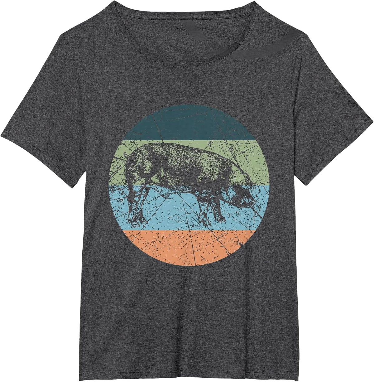 Retro Pig Silhouette - Farmer Vintage Duroc T-Shirt - Dark Heather Grey