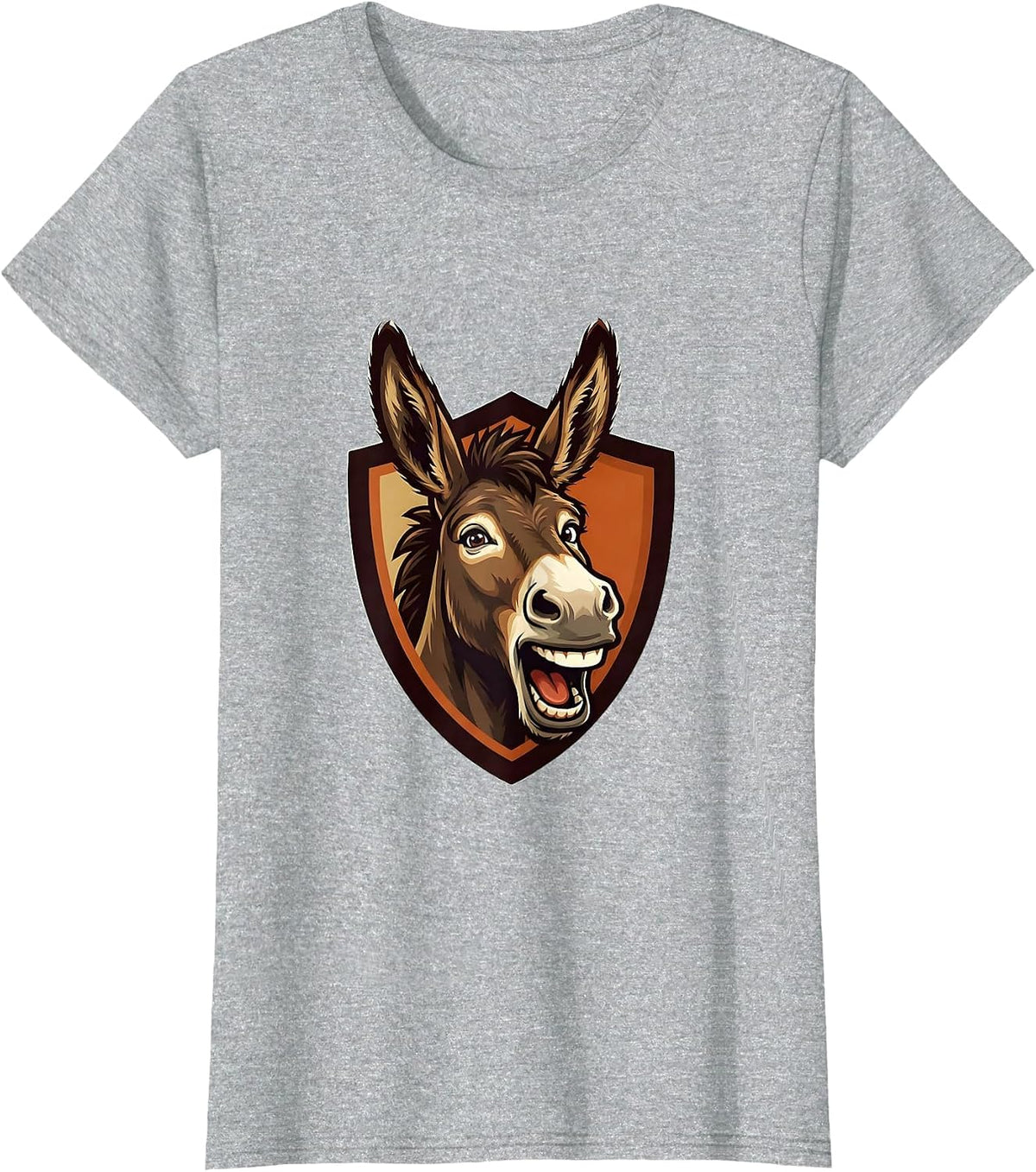 Women's Donkey Mascot Badge Funny Halloween Costume Novelty T-Shirt - Heather Grey
