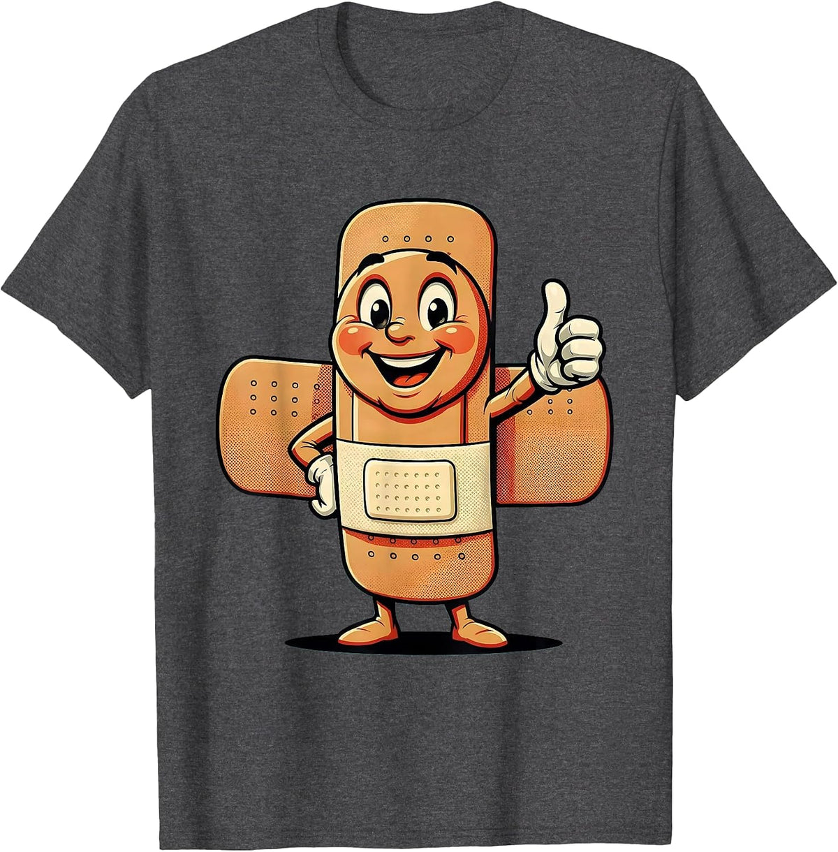 Men's School Nurse Bandage on Scraped Knee Graphic T-Shirt - Dark Heather Grey