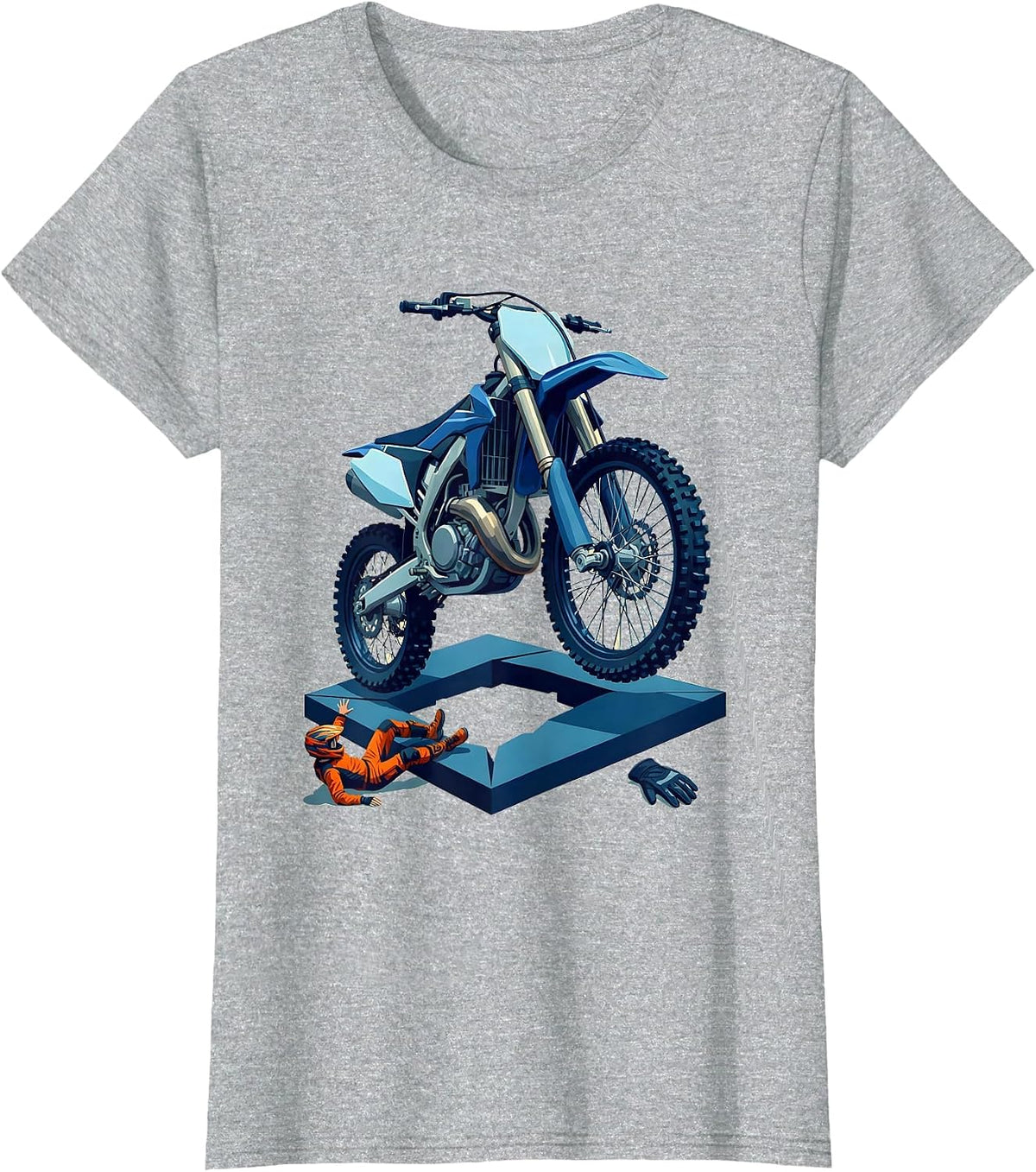 Women's Motocross Bike Crash Humor Dirt Bike Rider Gift T-Shirt - Heather Grey