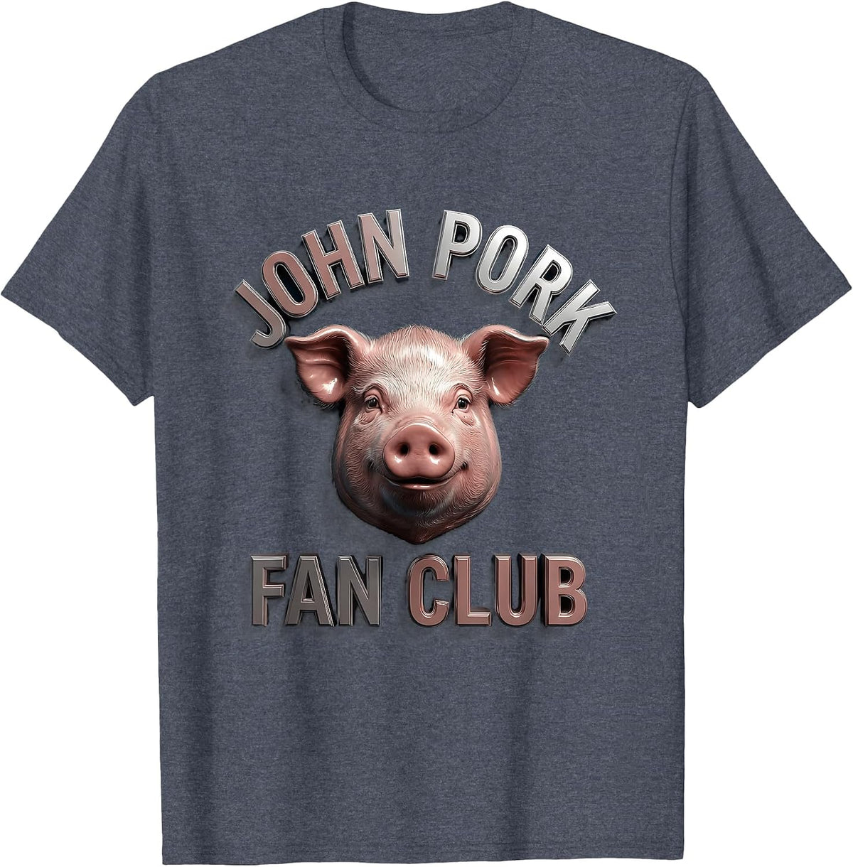 John Pork Fan Club Graphic Design T-Shirt - Heather Blue