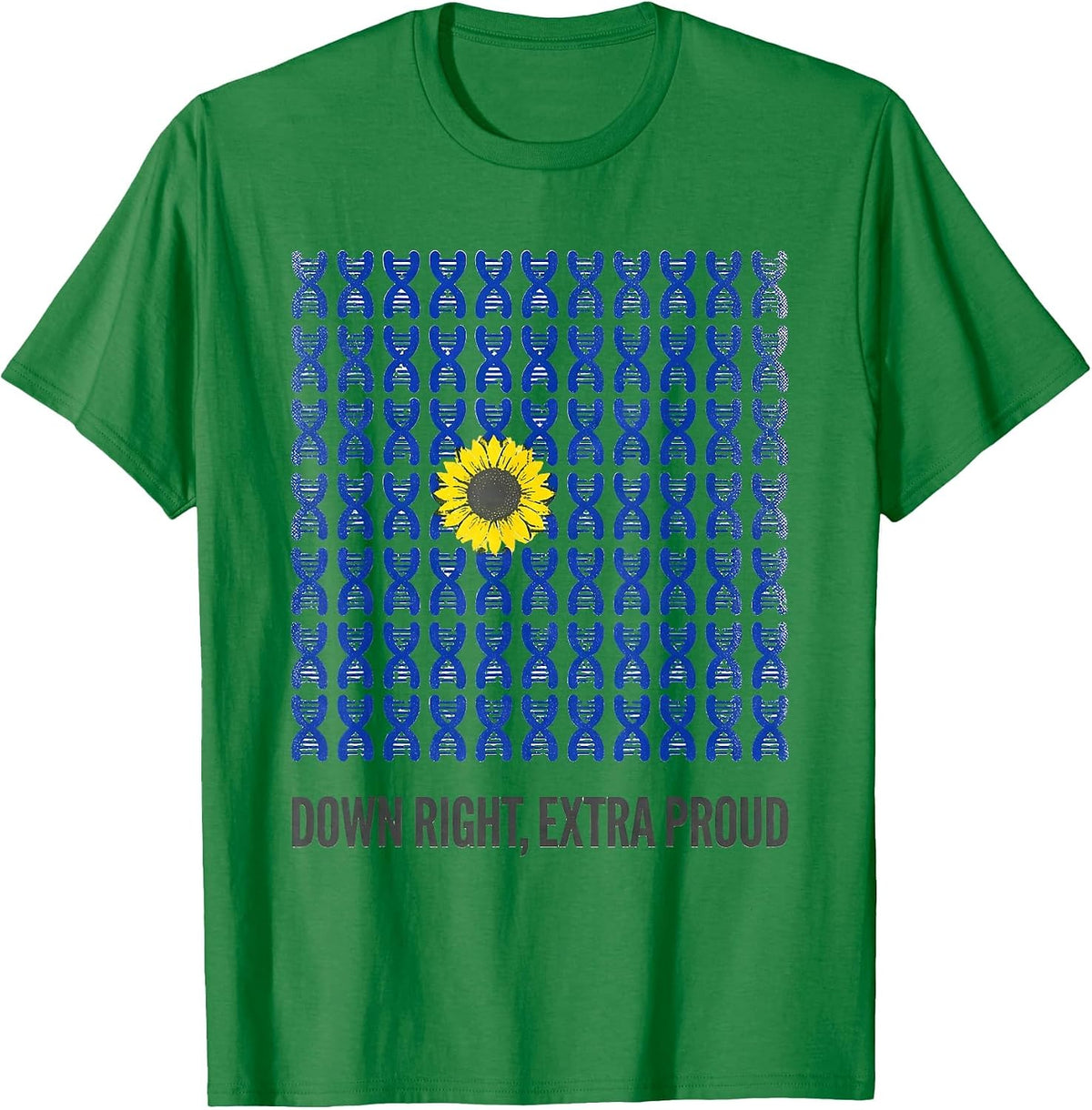 Men's Down Right Extra Proud Heartfelt Down Syndrome Awareness T-Shirt - Kelly Green