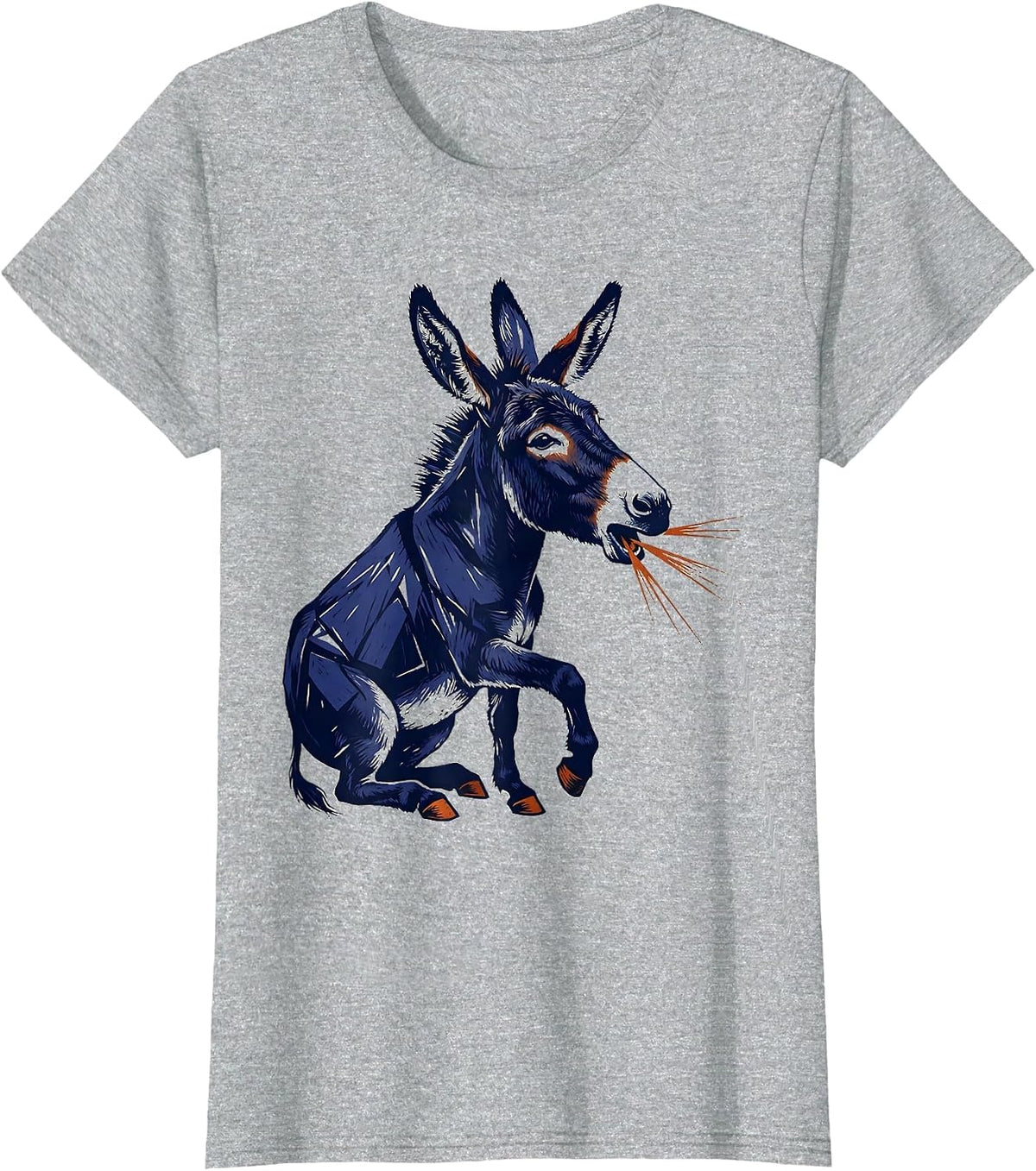 Donkey Linocut Quirky Animal Lover Gift T-Shirt - Heather Grey