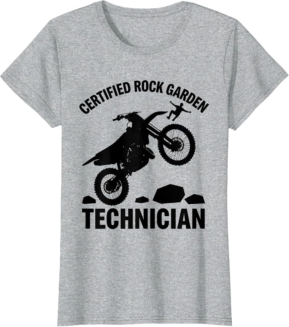 Women's Certified Rock Garden Technician Funny Motocross Dirt Bike T-Shirt - Heather Grey
