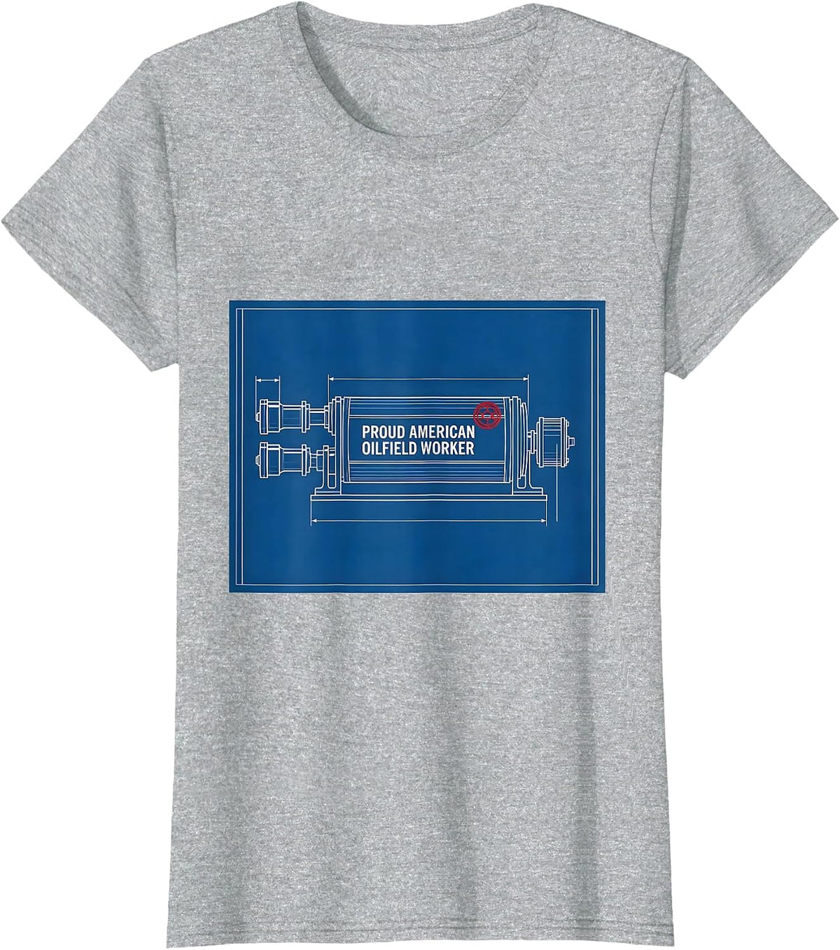 Women's Proud American Oilfield Worker Patriotic Blue Collar Oil Rig T-Shirt - Heather Grey