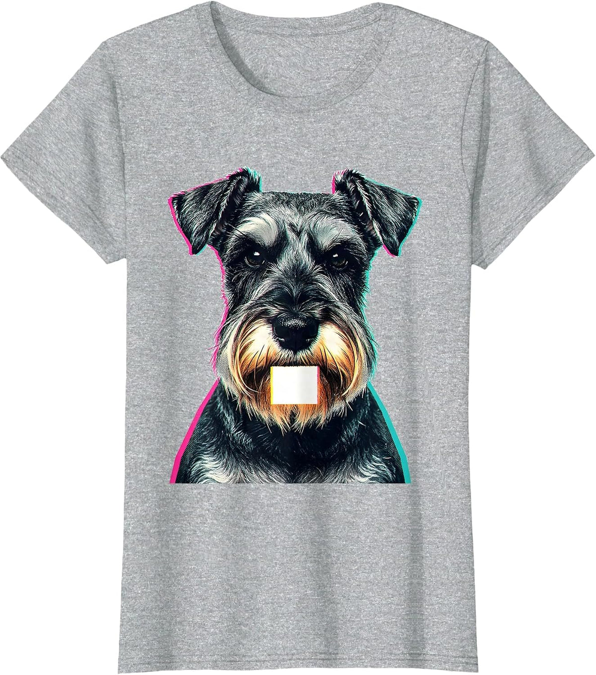 Miniature Schnauzer Face Risograph Dog Lover Gift T-Shirt - Heather Grey