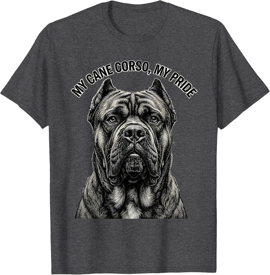 Men's My Cane Corso My Pride Monochromatic Dog Lover Dad Gift T-Shirt - Dark Heather Grey