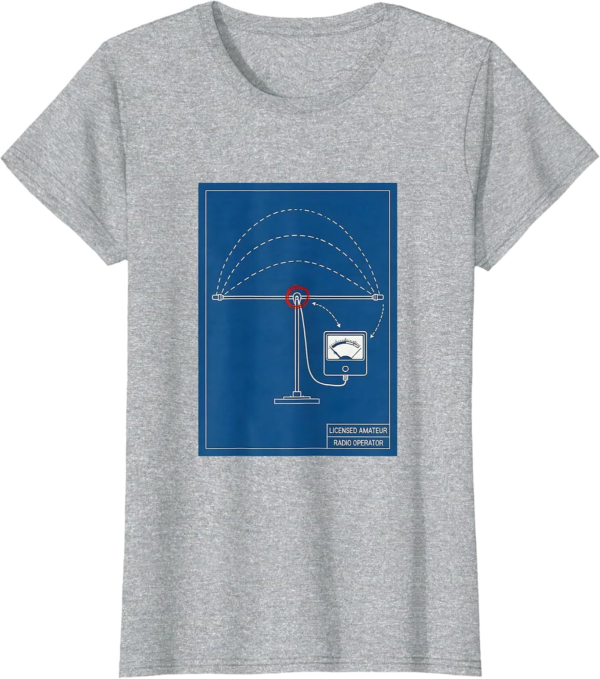 Women's Licensed Amateur Radio Operator Technical Blueprint Ham T-Shirt - Heather Grey