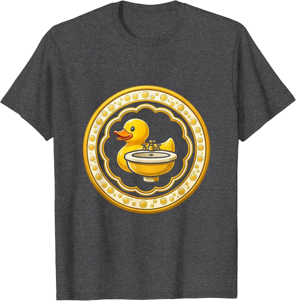 Preschool Teacher Rubber Duck Tiny Sink Graphic T-Shirt - Dark Heather Grey