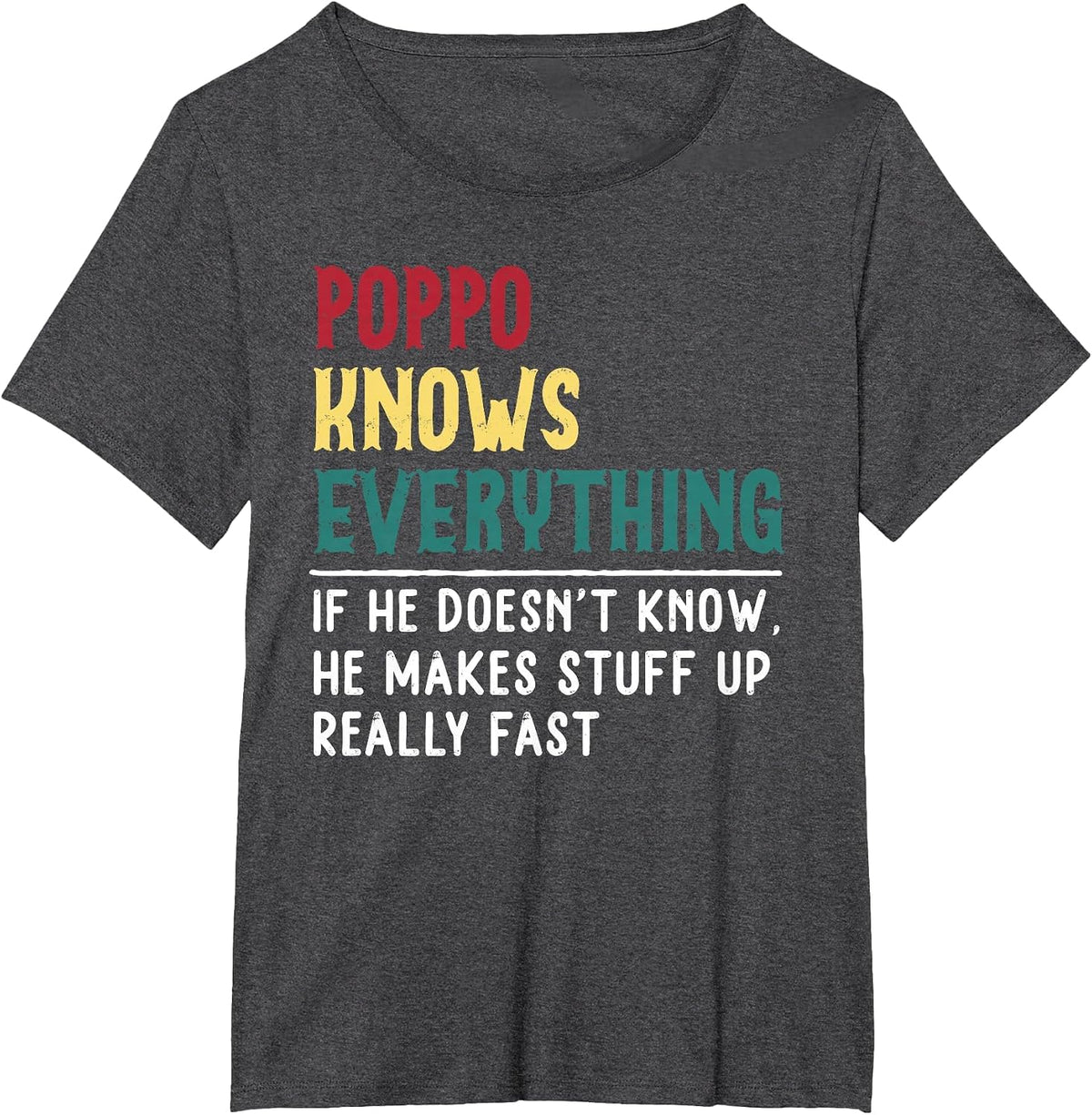 Poppo Know Everything Fathers Day for Funny Grandpa Poppo T-Shirt - Dark Heather Grey