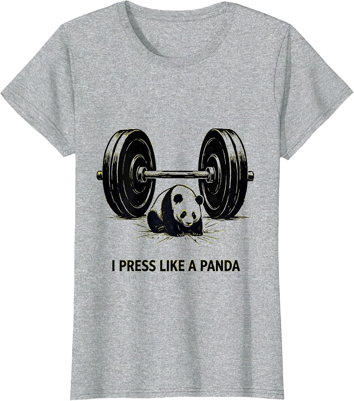 I Press Like A Panda Funny Gym Panda Weightlifting Workout T-Shirt - Heather Grey