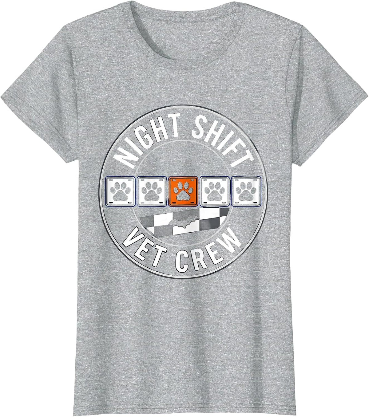Night Shift Vet Crew Racing Livery Vet Tech Halloween Humor T-Shirt - Heather Grey