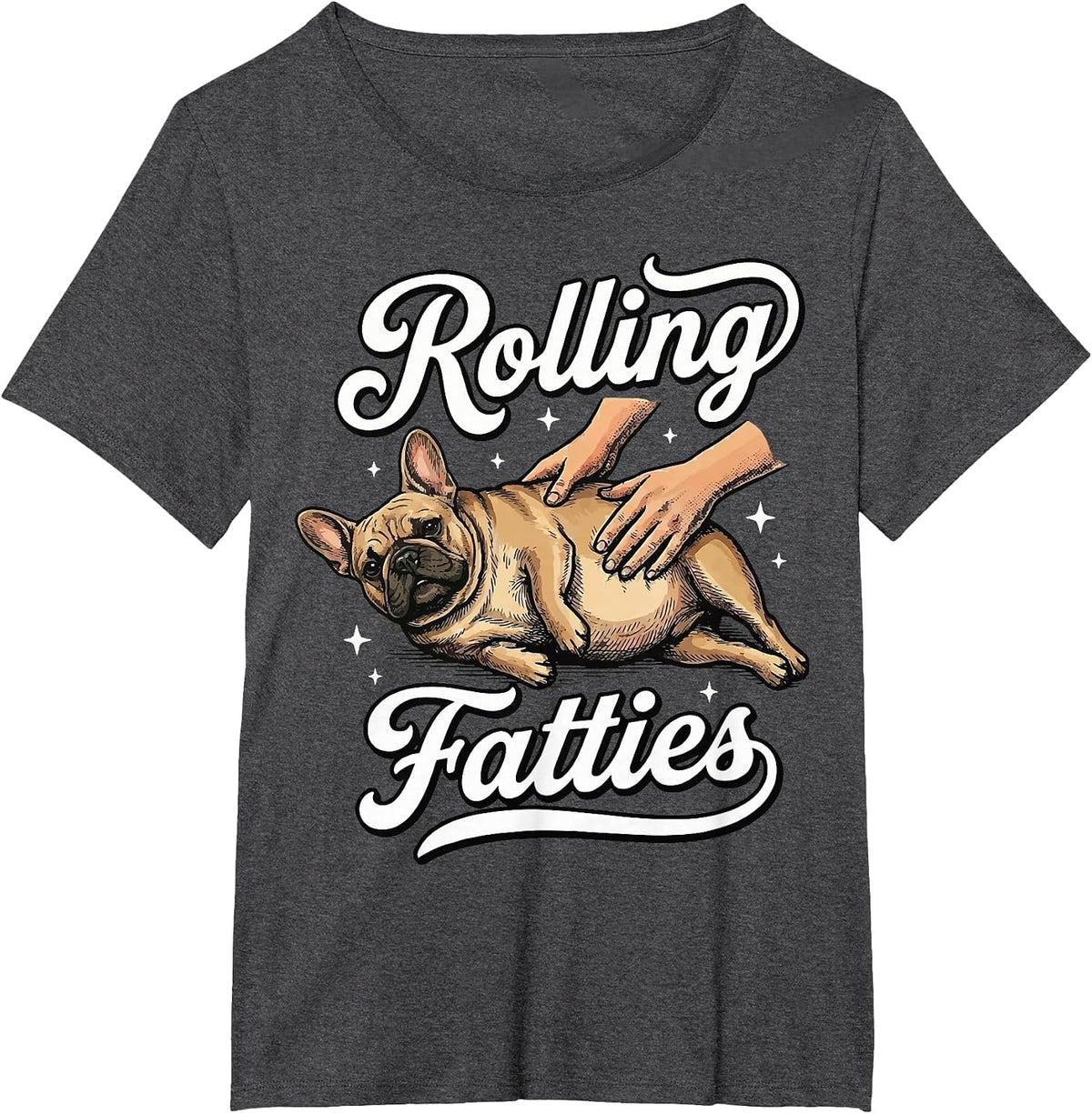 Rolling Fatties French Bulldog T-Shirt - Dark Heather Grey
