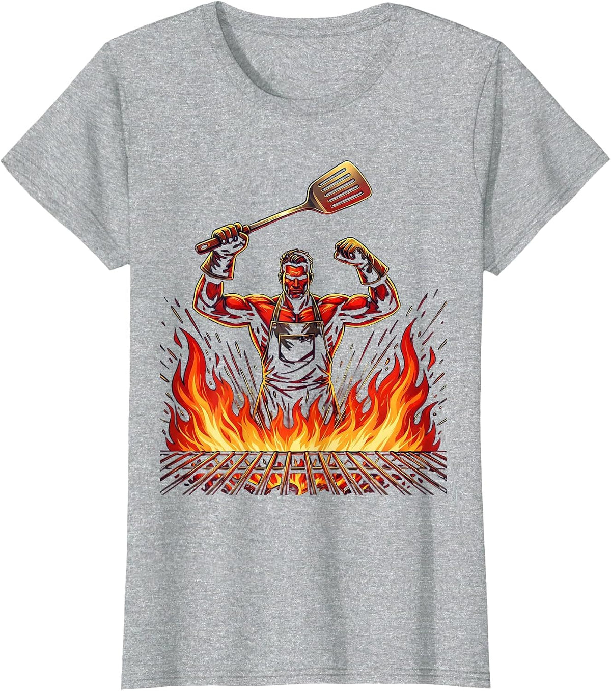 In-Law Life Labor Day BBQ Spatula Illustration T-Shirt - Heather Grey
