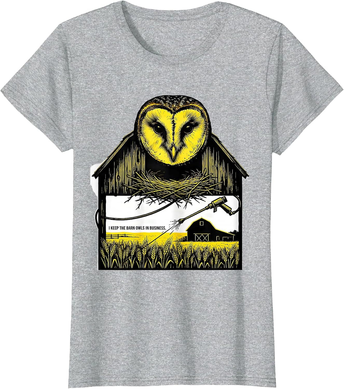 Women's I Keep The Barn Owls In Business Funny Owl Lover T-Shirt - Heather Grey