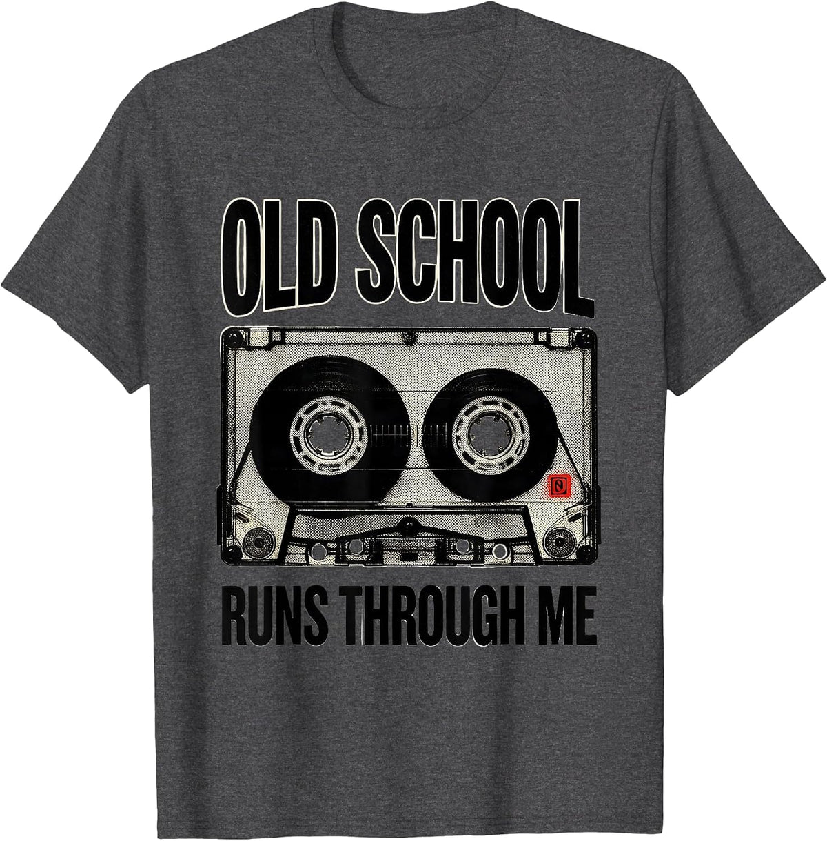Old School Runs Through Me Vintage Hip Hop Rap Nostalgia T-Shirt - Dark Heather Grey