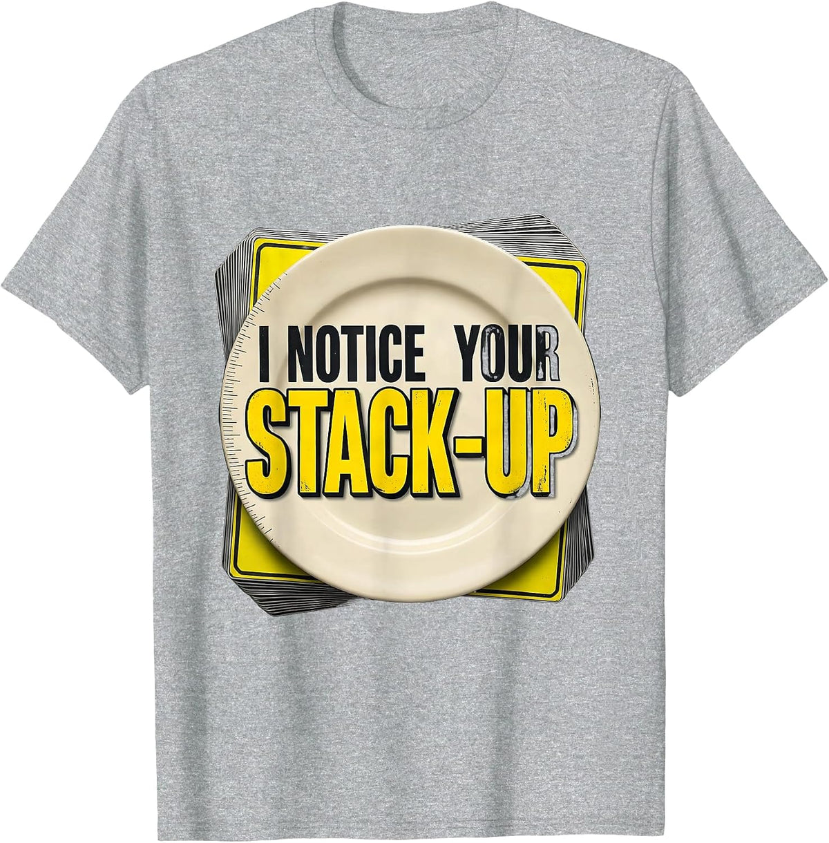Men's I Notice Your Stack-Up Stencil Graphic Tradesperson T-Shirt - Heather Grey