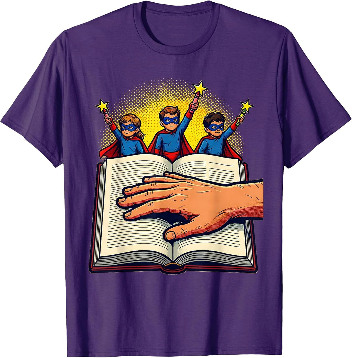Teacher Superhero Preschool Kids Pop Art T-Shirt - Purple