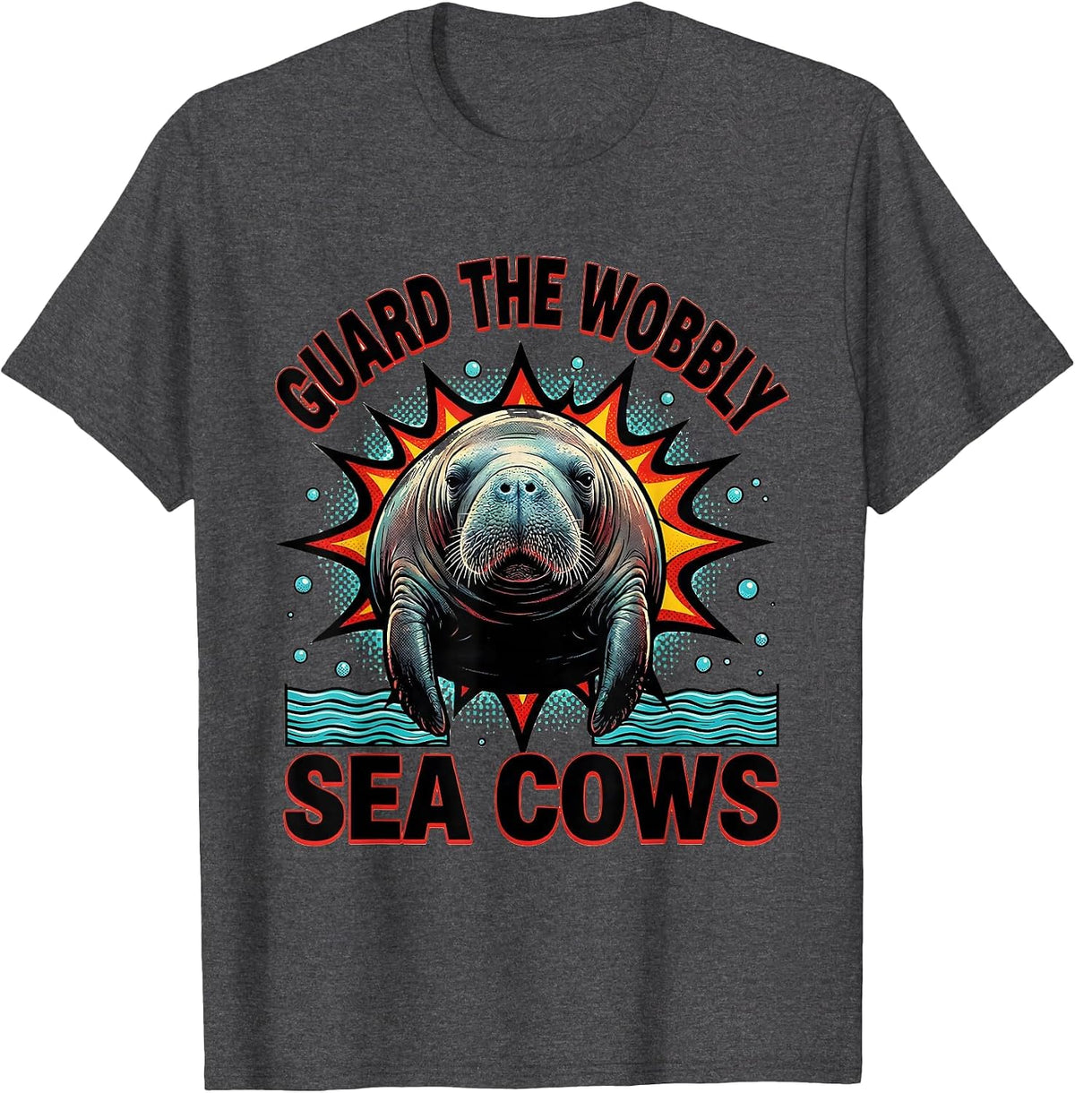 Men's Guard The Wobbly Sea Cows Funny Manatee Lover Crystal River T-Shirt - Dark Heather Grey