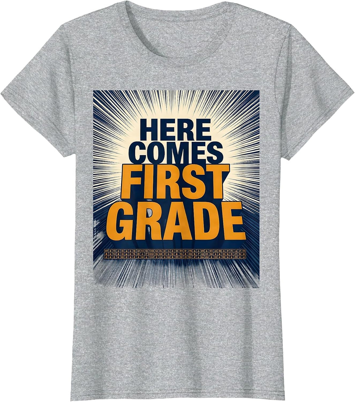 Here Comes First Grade Retro Groovy Vintage First Day Of T-Shirt - Heather Grey