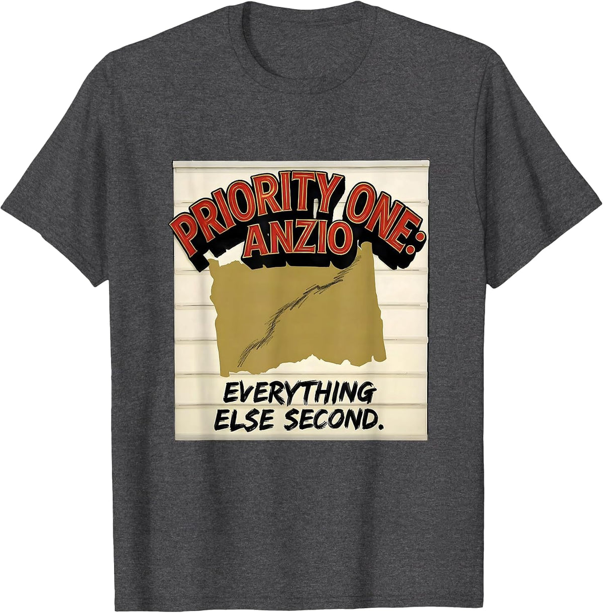 Men's Priority One: Anzio Everything Else Second WWII History Buff T-Shirt - Dark Heather Grey