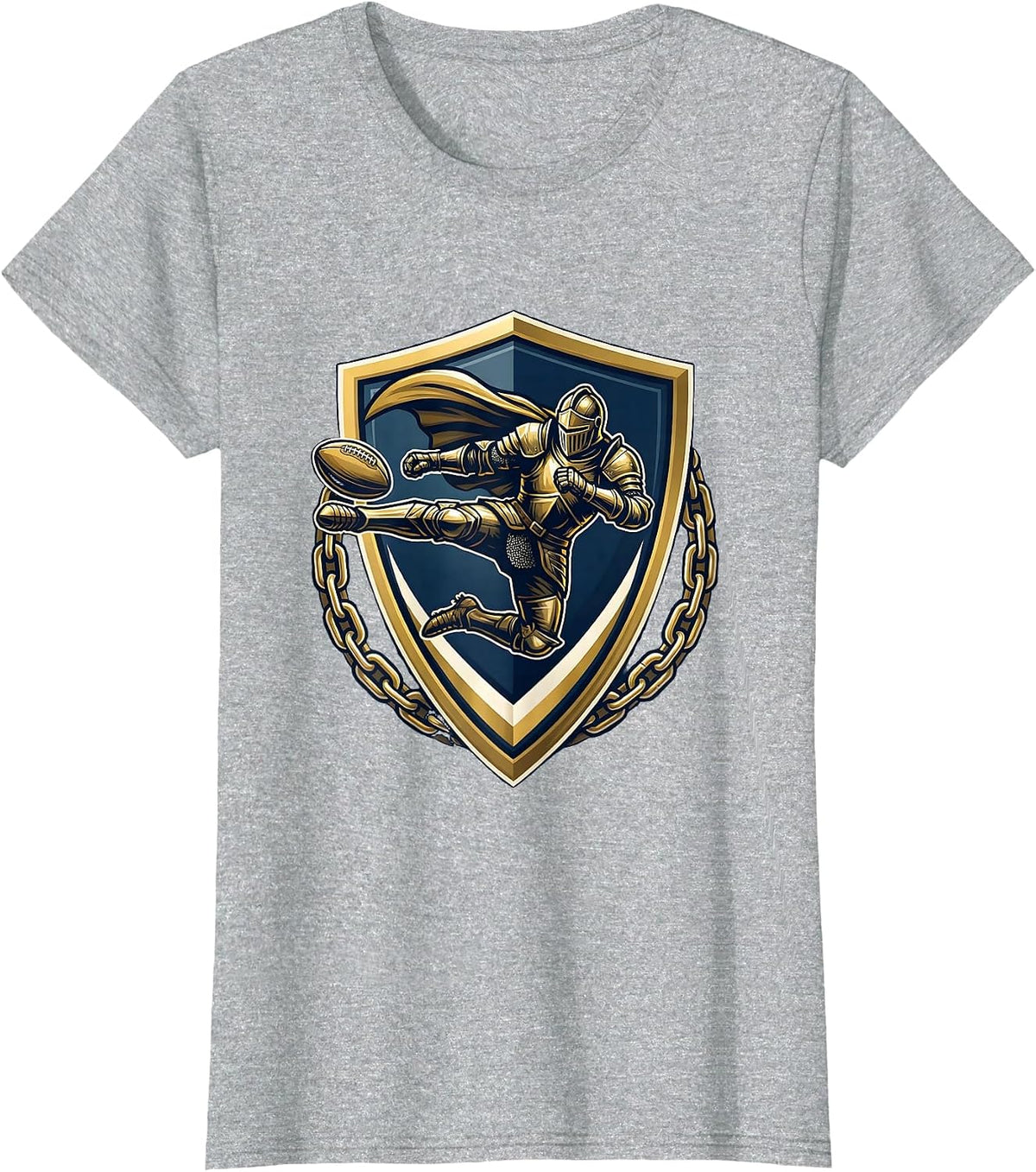 Knight in Armor Drop Kick Rugby Graphic T-Shirt - Heather Grey