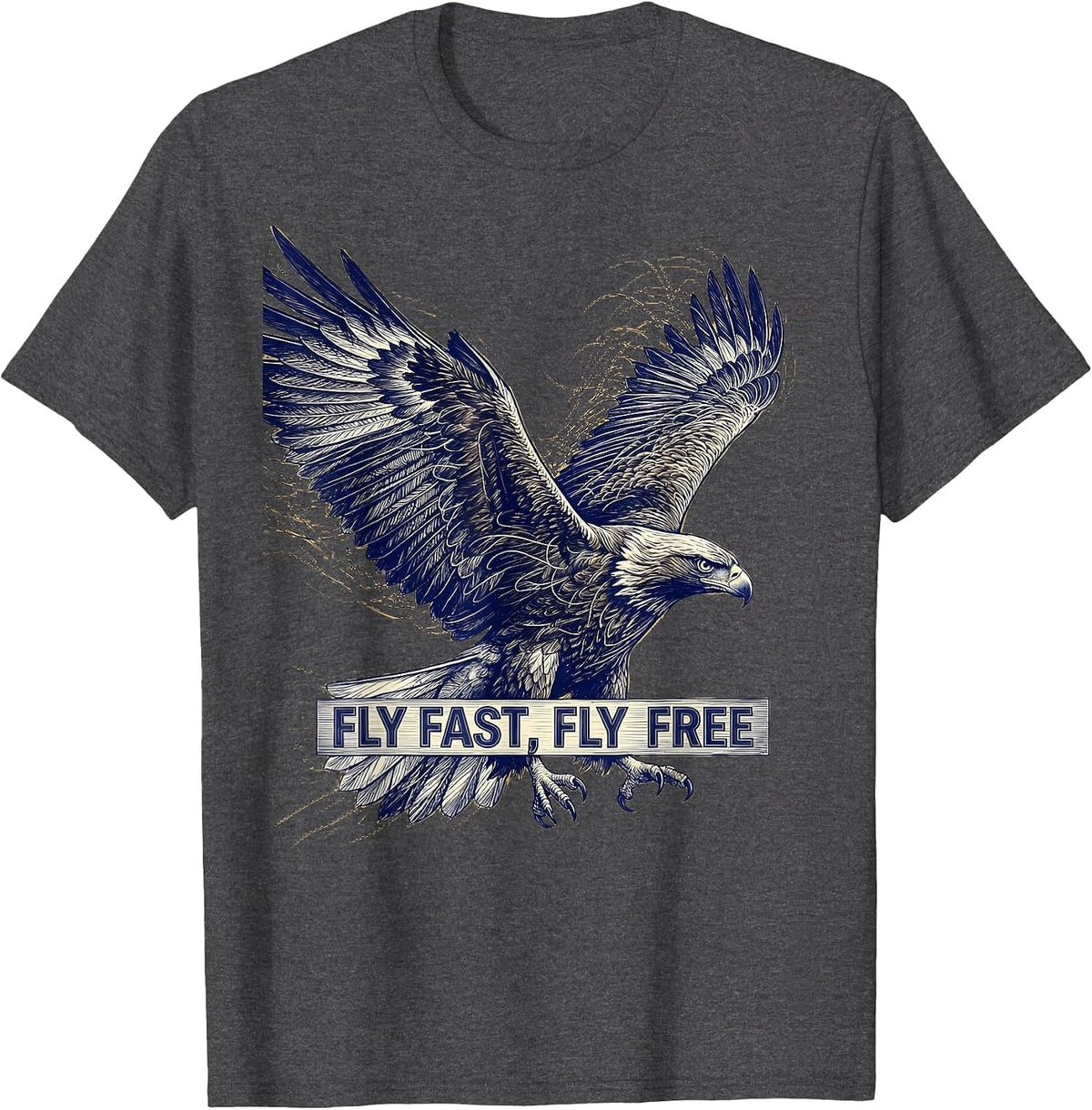 Godspeed Fly Fast Fly Free Aviation Design T-Shirt - Dark Heather Grey