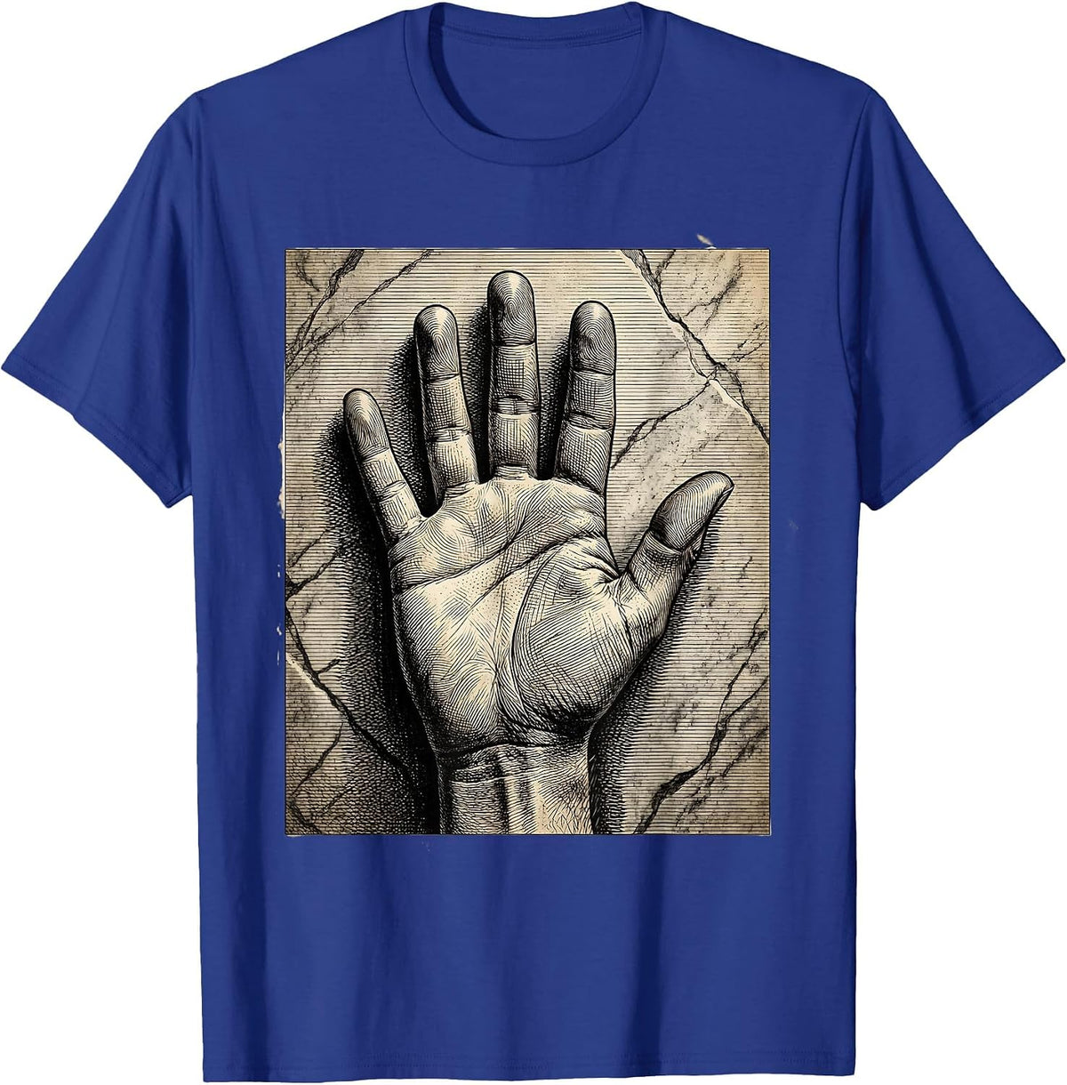 September 11 Memorial Hand on Engraved Stone T-Shirt - Royal Blue