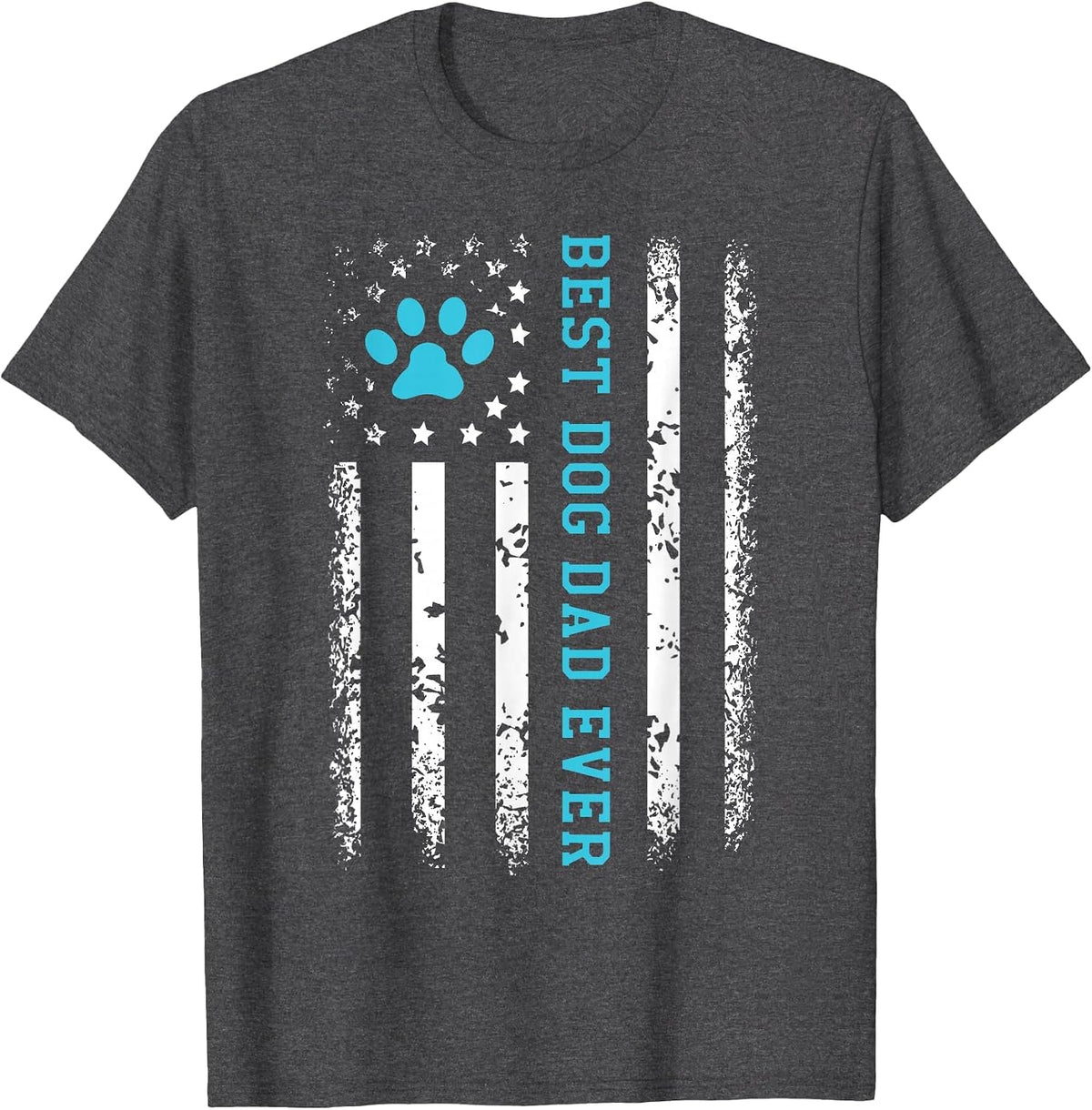 USA Flag Best Dog Dad Ever American Puppy Lover Paw T-Shirt - Dark Heather Grey