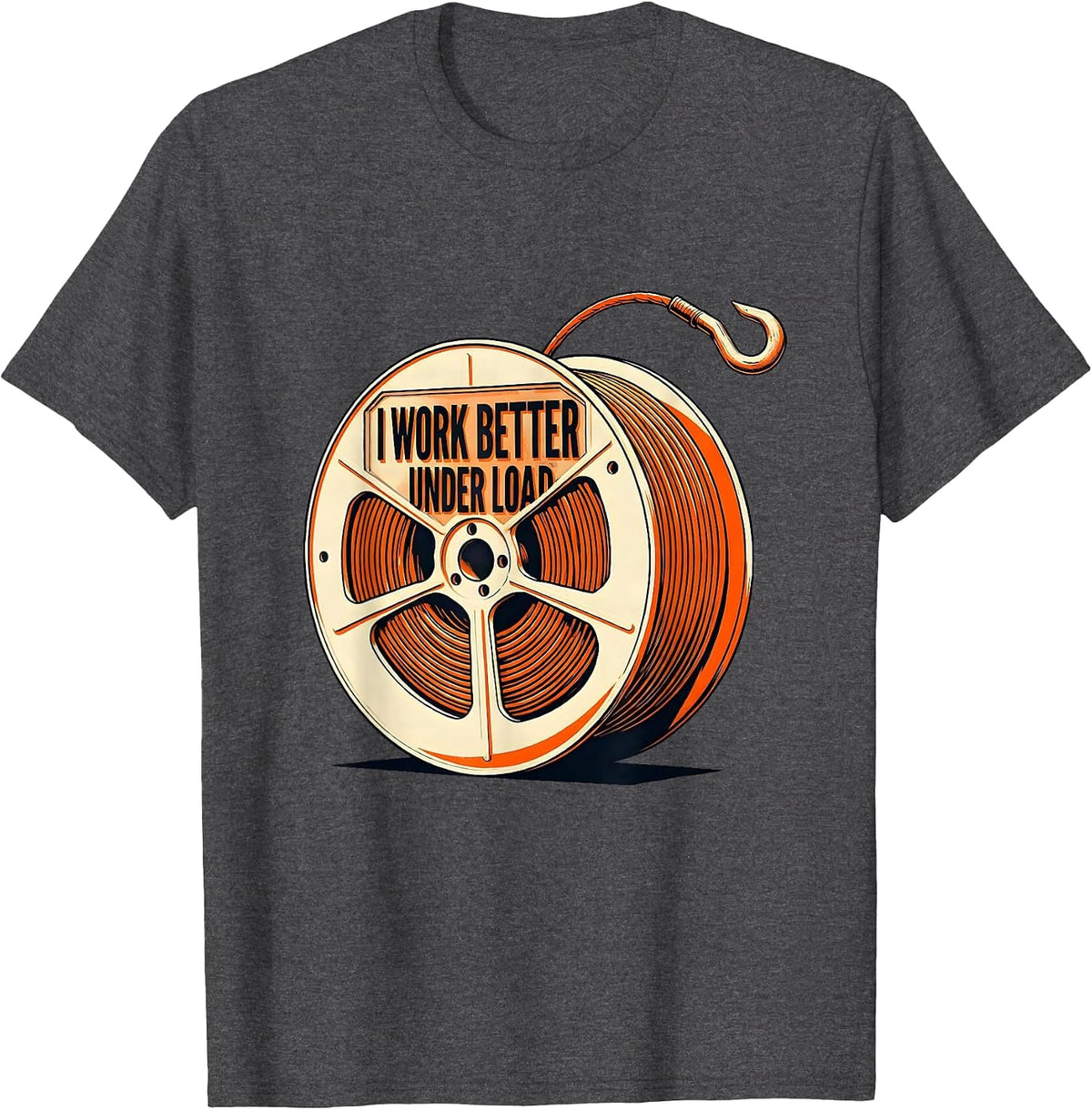 Men's I Work Better Under Load Funny Electrician Lineman Skeleton T-Shirt - Dark Heather Grey
