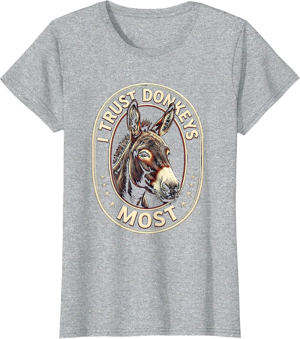 Women's I Trust Donkeys Most Funny Vintage Donkey Farm Animal Humor T-Shirt - Heather Grey