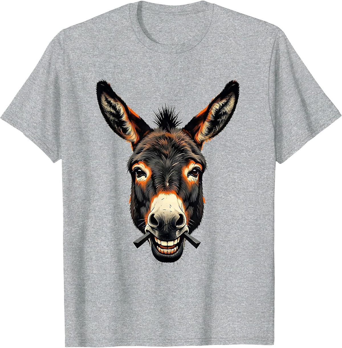 Men's Smart Donkey Head Stencil Graphic Animal Lover Humor T-Shirt - Heather Grey