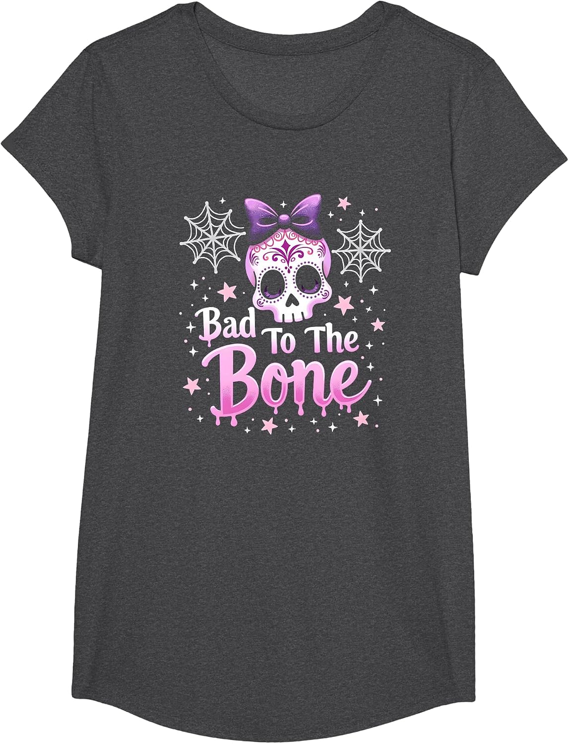Halloween Skeleton Women Gothic Punk Attitude T-Shirt - Girls Purple-womb With a View