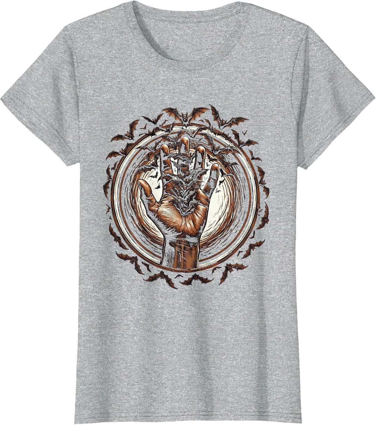 Hand Releasing Bats Rock Gothic Dark Art Design T-Shirt - Heather Grey