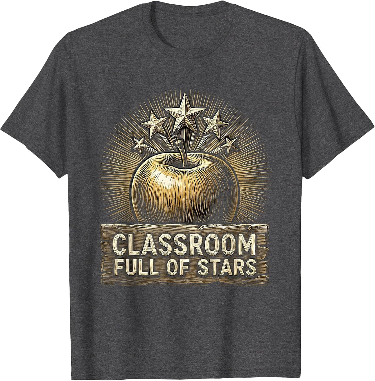 Classroom Full of Stars Elementary Teacher Design T-Shirt - Dark Heather Grey