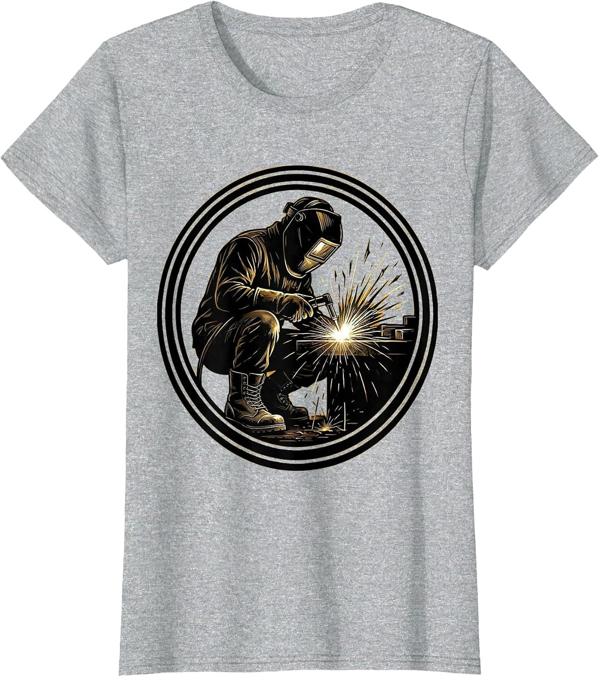 Welder Sparks Steel-Toed Boots Graphic Design T-Shirt - Heather Grey