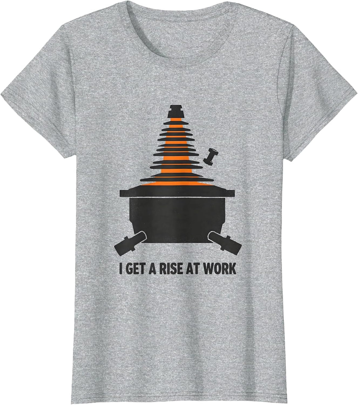 Women's I Get A Rise At Work Funny Electrician Skeleton Lineman Gift T-Shirt - Heather Grey