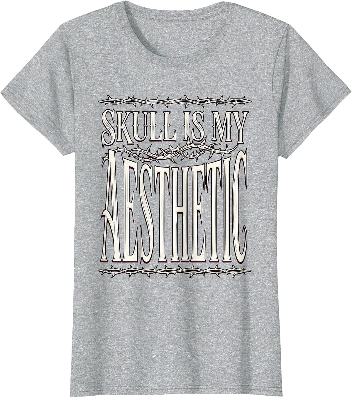 Skull Is My Aesthetic Goth Dark Art Design T-Shirt - Heather Grey