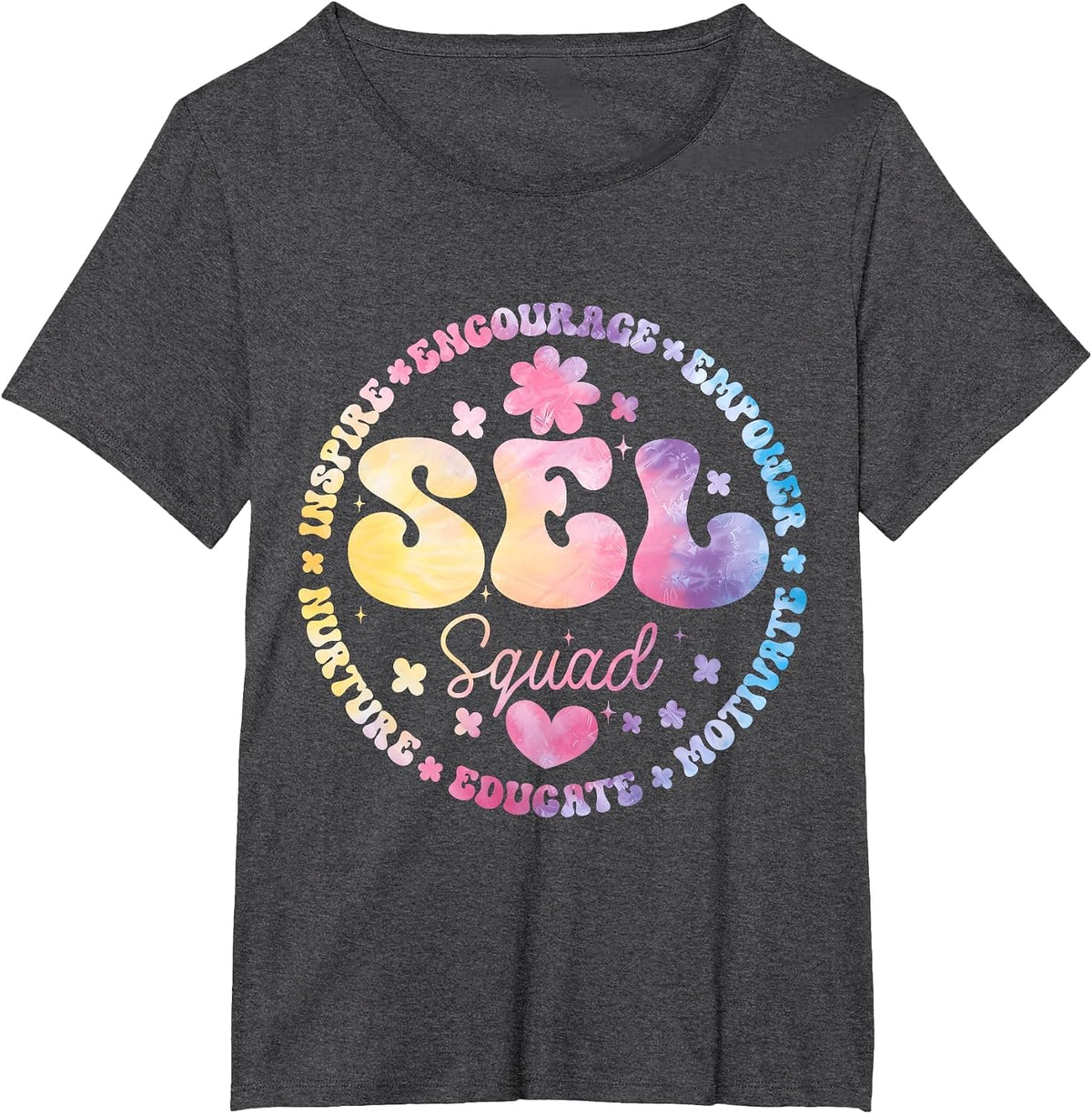Groovy Social Emotional Learning Teacher SEL Squad T-Shirt - Dark Heather Grey
