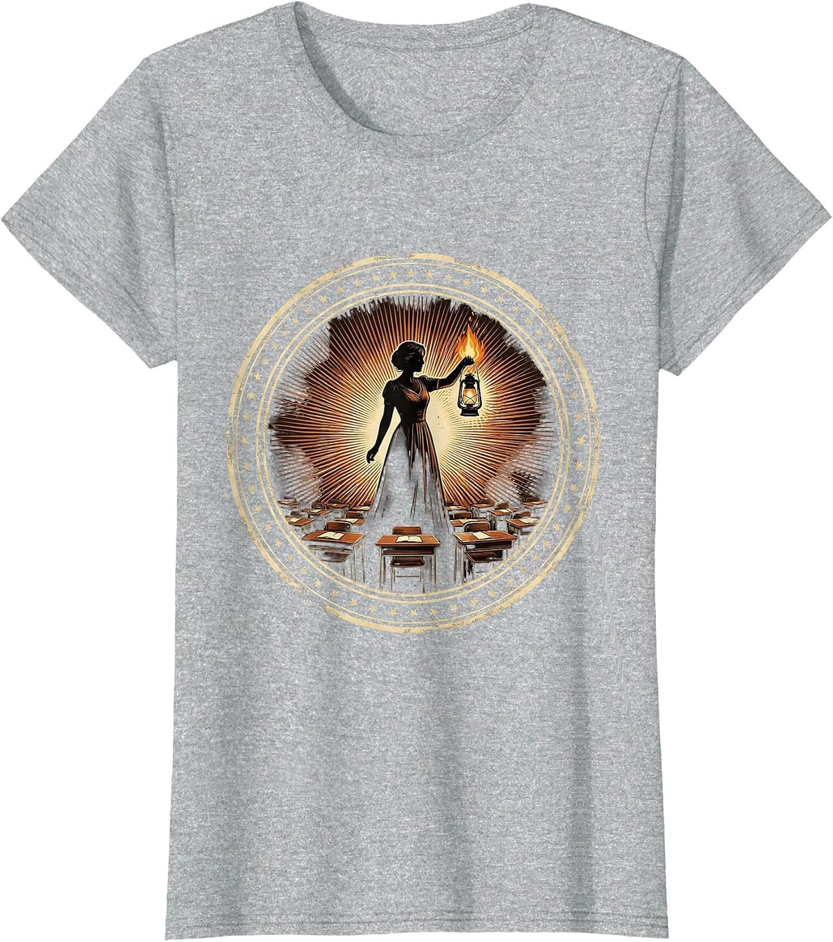 Elementary Teacher Lantern Classroom Illustration T-Shirt - Heather Grey
