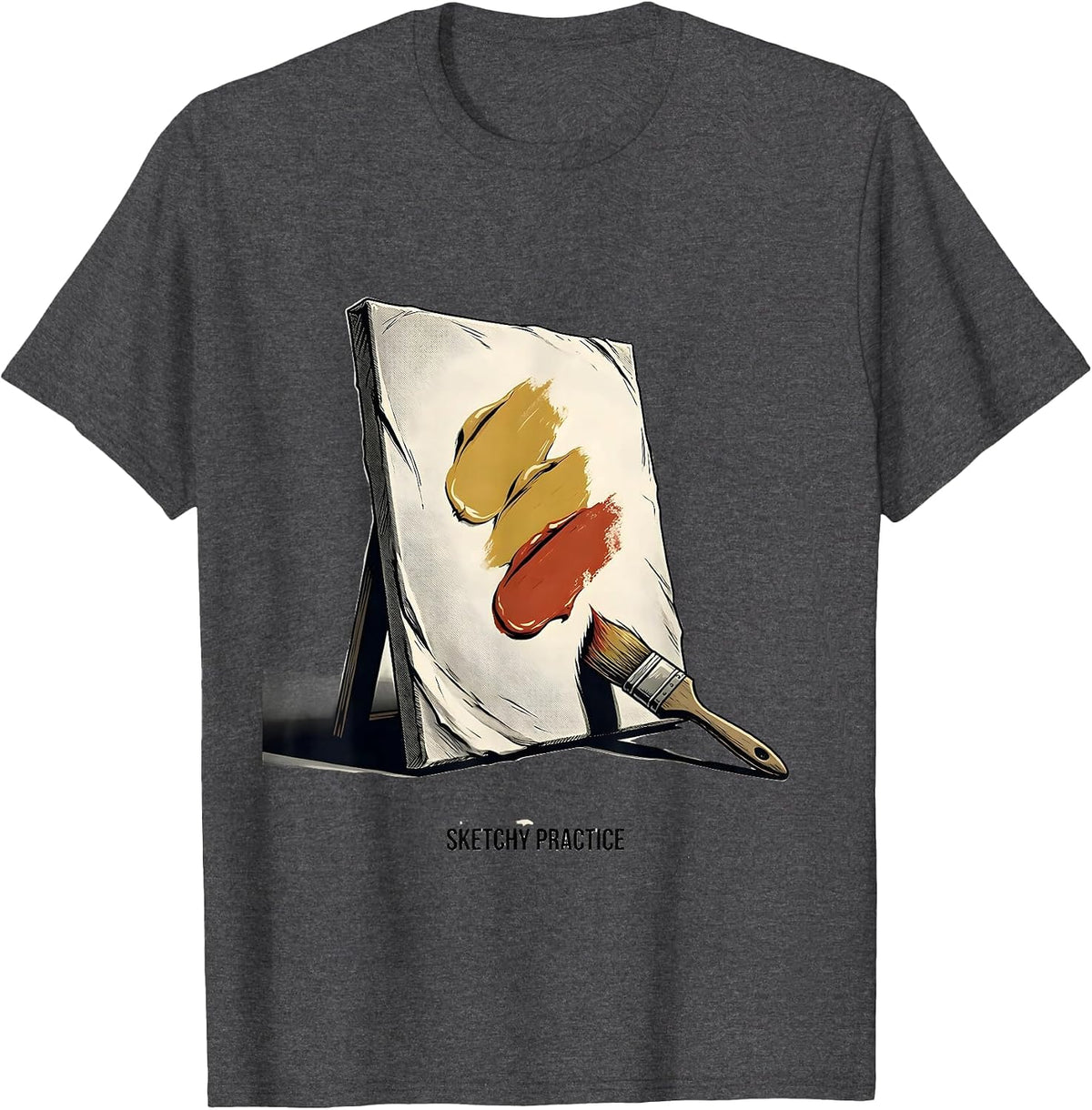 Men's Sketchy Practice Funny Artist Humor Painter Gift T-Shirt - Dark Heather Grey