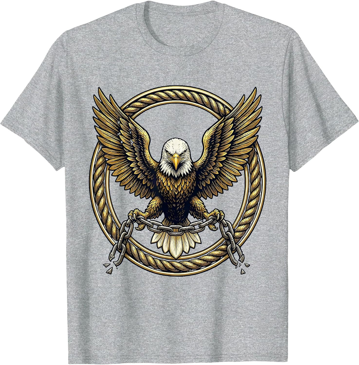 Men's Freedom Kirk Bald Eagle Broken Chain Graphic T-Shirt - Heather Grey