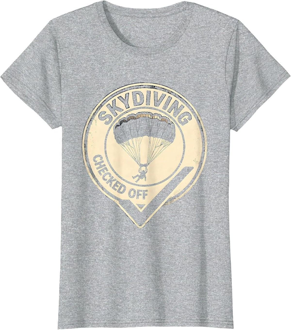 Skydiving: Checked Off Vintage Badge Skydiver Gift T-Shirt - Heather Grey