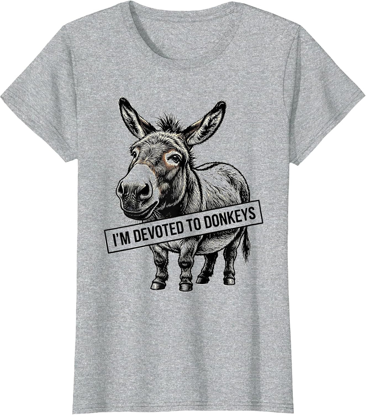 I’m Devoted To Donkeys Funny Donkey Lover Animal Humor T-Shirt - Heather Grey