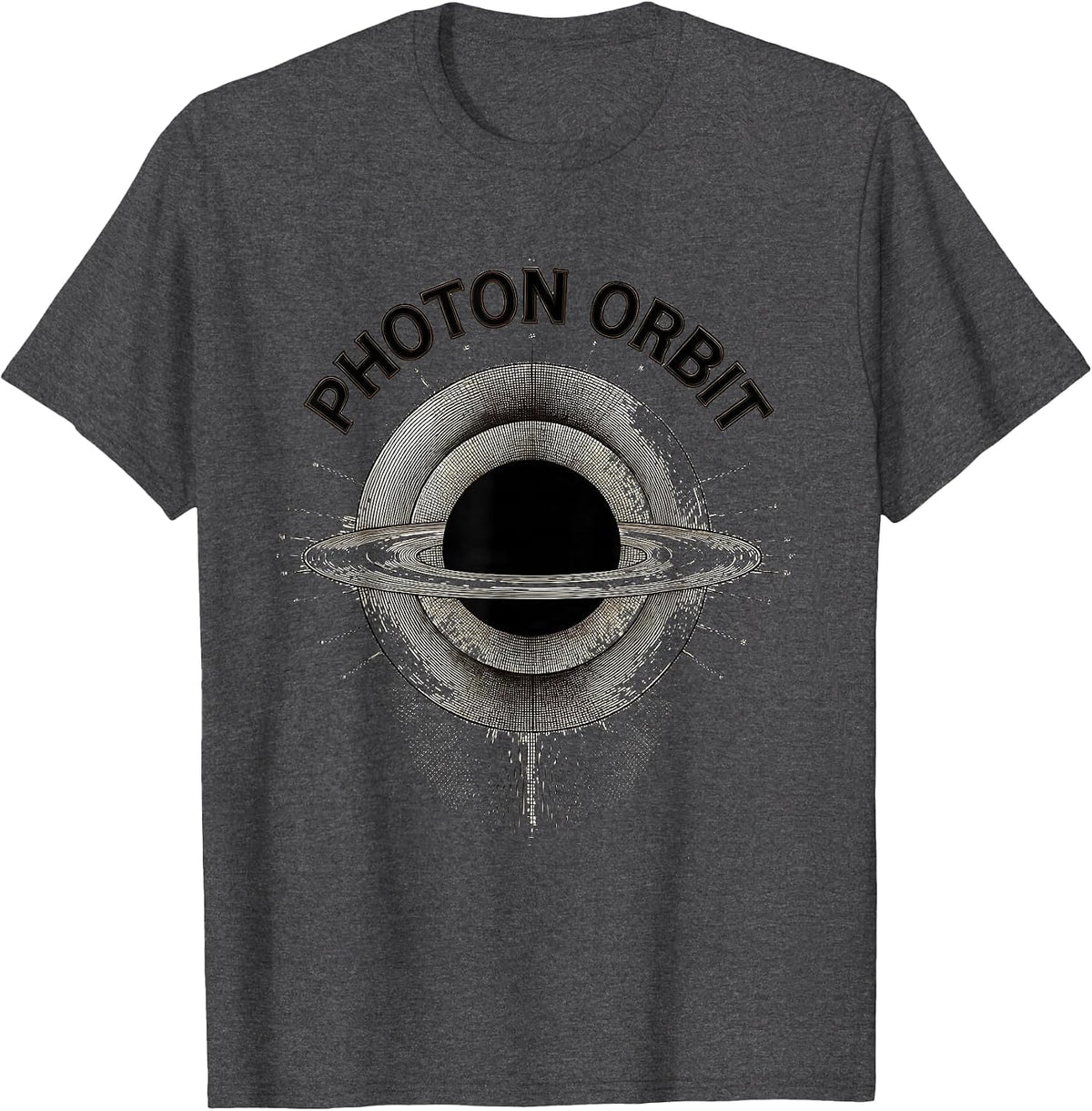 Men's Photon Orbit Crosshatch Etching Astrophysics Physics Student T-Shirt - Dark Heather Grey